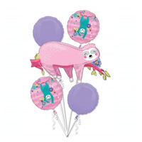 Sloth Party Foil Balloon Bouquet 5 Pack