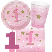 1st Birthday Twinkle Twinkle Little Star Girl 8 Guest Tableware Pack