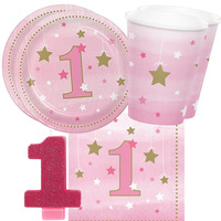 1st Birthday Twinkle Twinkle Little Star Girl 16 Guest Tableware Party Pack