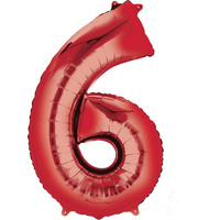 Number 6 Red Foil Balloon 86cm