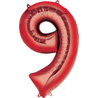 Number 9 Red Foil Balloon 86cm