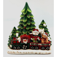 Christmas Santa and Train LED Ceramic Decoration 26cm 