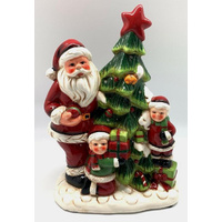 Christmas Ceramic Santa with Children around Christmas Tree
