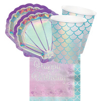 Mermaid Shine Happy Birthday 16 Guest Tableware Party Pack
