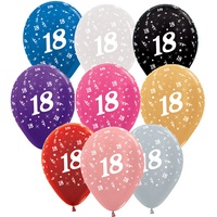 18th Birthday Party Assorted Metallic Latex Balloons
