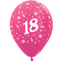 18th Birthday Party Pink Fuchsia Metallic Latex Balloons 6 Pack