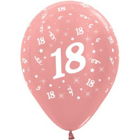 18th Birthday Party Metallic Rose Gold/6 Pack Latex Balloons