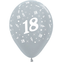 18th Birthday Party Silver Pearl/6 Pack Metallic Latex Balloons