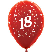 18th Birthday Party Metallic Red/25Pack Latex Balloons