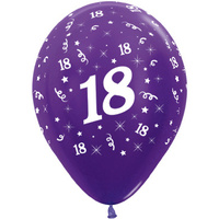 18th Birthday Party Metallic Purple/25 Pack Latex Balloons