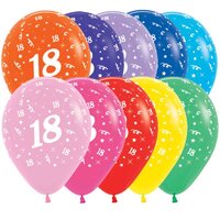 18th Birthday Fashion Assorted 10 Colours Latex Balloons 25 Pack
