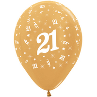 21st Birthday Party Supplies Metallic Gold/6 Balloons Latex 28CM