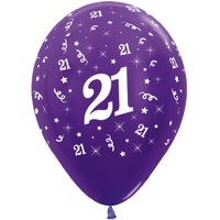 21st Birthday Party Supplies Metallic Purple/25 Pack Balloons Latex 28CM