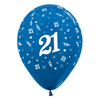 21st Birthday Party Supplies Metallic Blue/25 Pack Balloons Latex 28CM