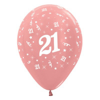 21st Birthday Party Supplies Metallic Rose Gold/25 Pack Balloons Latex 28CM