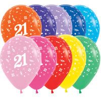 21st Birthday Fashion Assorted 10 Colours/25 Pack Latex Balloons 28CM