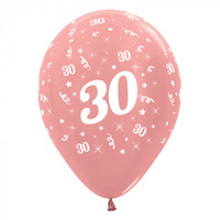 30th Birthday Metallic Rose Gold/25 Pack Latex Balloons
