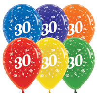 30th Birthday Crystal Assorted Latex Balloons 25 Pack