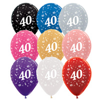 40th Birthday Party Supplies Metallic Latex Balloons