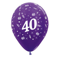 40th Birthday Party Supplies Metallic Purple/25 Latex Balloons