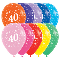40th Birthday Fashion Assorted 10 Colours/25 Pack Latex Balloons
