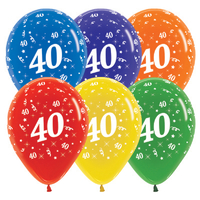 40th Birthday Crystal Assorted 6 Colours/25 Pack Latex