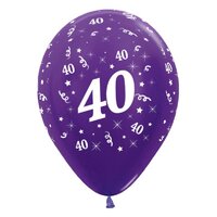 40th Birthday Party Supplies Metallic Purple/6 Latex Balloons