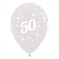 50th Birthday Party Supplies Clear/6 Pack Latex Balloons