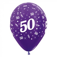 50th Birthday Party Supplies Metallic Purple/25 Latex Balloons