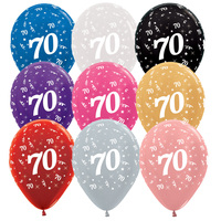 70th Birthday Party Supplies Metallic Latex Balloons