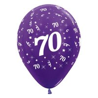 70th Birthday Party Supplies Metallic Purple/25 Latex Balloons