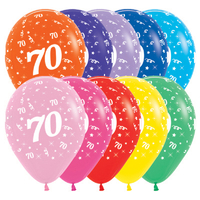 70th Birthday Fashion Assorted 10 Colours/25 Pack Latex Balloons
