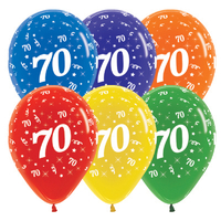 70th Birthday Crystal Assorted 6 Colours/25 Pack Latex