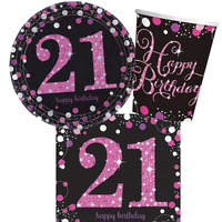 21st Birthday Pink Celebration 8 Guest Tableware Pack