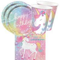 Enchanted Unicorn 16 Guest Tableware Birthday Party Pack