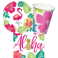 Hawaiian Luau Aloha 8 Guest Tableware Party Pack