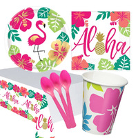 Hawaiian Luau Aloha 8 Guest Deluxe Tableware Party Pack