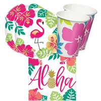 Hawaiian Luau Aloha 16 Guest Tableware Party Pack