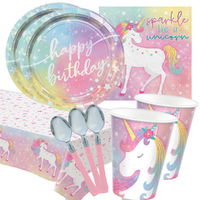 Enchanted Unicorn 16 Guest Deluxe Tableware Birthday Party Pack