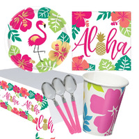 Aloha Hawaiian Luau 8 Guest Deluxe Tableware Party Pack