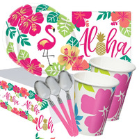 Aloha Hawaiian Luau 16 Guest Deluxe Tableware Party Pack