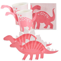 Pink Dinosaur 16 Guest Tableware Party Pack