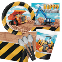 Construction Happy Birthday 8 Guest Deluxe Tableware Party Pack