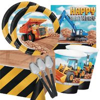 Construction Happy Birthday 16 Guest Deluxe Tableware Party Pack