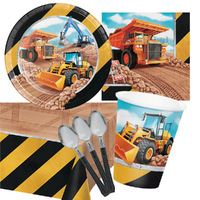 Construction 8 Guest Large Deluxe Tableware Party Pack