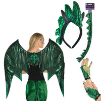 Dragon Costume Accessory Pack (Wings, Headband, Glovettes & Tail)
