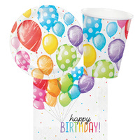 Happy Birthday Balloon Bash 8 Guest Tableware Party Pack