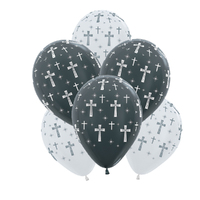 Baptism Holy Cross Graphite And Pear White Latex Balloons 6 Pack