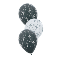 Baptism Holy Cross Graphite And Pear White Latex Balloons 3 Pack