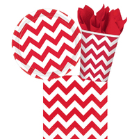 Chevron Apple Red 8 Guest Tableware Party Pack